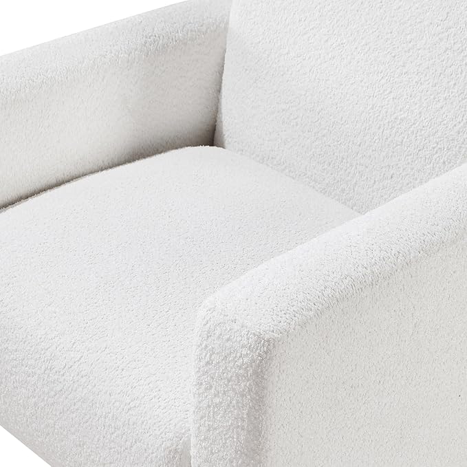 Caius Modern Arm Chair: Fabric Upholstery Pocket Spring Comfort Tapered Wood Legs for Living Room