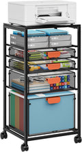 Marbrasse Rolling File Cart with 4 Storage Drawers Mobile File Cabinet on Lockable Wheels Hanging Filing Cabinet Organize Under Desk Utility Cart for Home Office