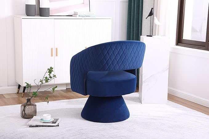 Swivel Accent Chair Armchair Round Barrel Chair in Fabric for Living Room Bedroom Blue