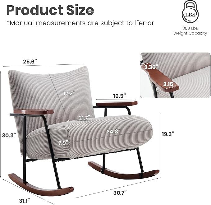 Modern Accent Chair Arm Chair Living Room Rocking Chair Metal e NJ308