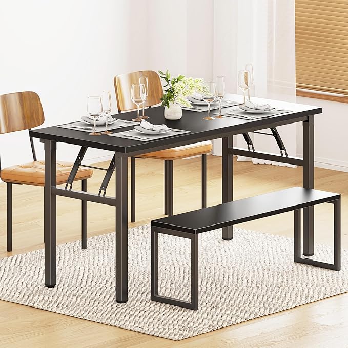 Need Office Computer Desk - 54.3L Sturdy and Heavy Duty Folding Laptop TableWriting Table/Home Office Desk/Sewing TableNo Assembly Required (Black) AC5CB138