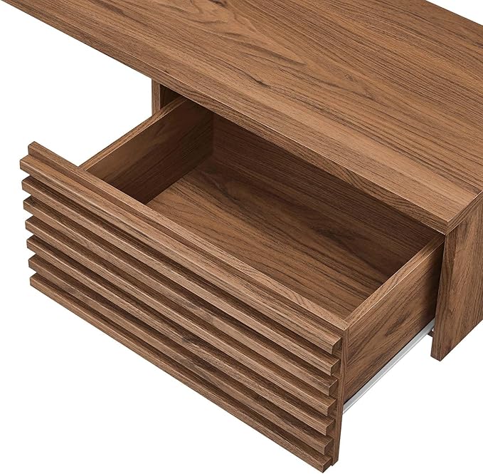 Modway EEI-6181-WAL Render Wall Mount Corner Office Desk Walnut