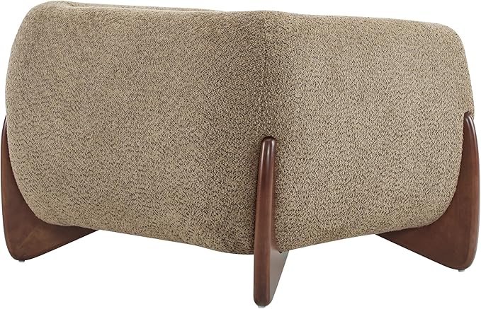 Christopher Knight Home Holly Modern Boucle Fabric Upholstered Club Chair for Living Room Home Office Apartment Relaxing Chair with Removable Cushion and Birch Wood Legs Light Brown