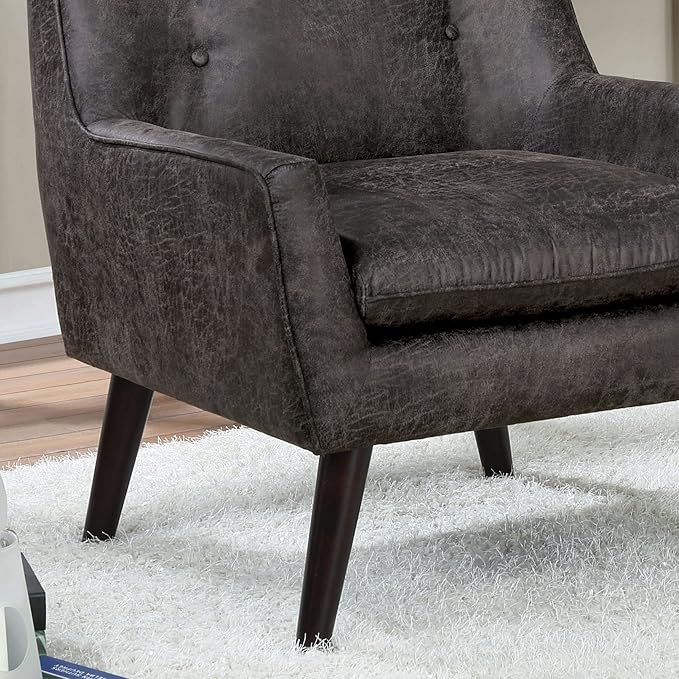 HOMES: Inside + Out Sayburke Mid-Century Modern Tufted Fabric Upholstered Accent Chair with Removable Cushion for Living Room Bedroom ‎Light Gray