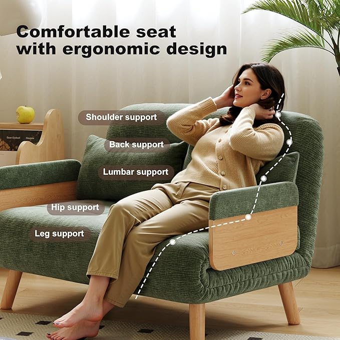 Sleeper Convertible Sofa Bed 3-in-1 Folding Sofa Bed Chair with Adjustable Backrest Thick Cushioned Seat futon Sofa Bed for Small SpacesBedrooms &amp Offices(43.31)