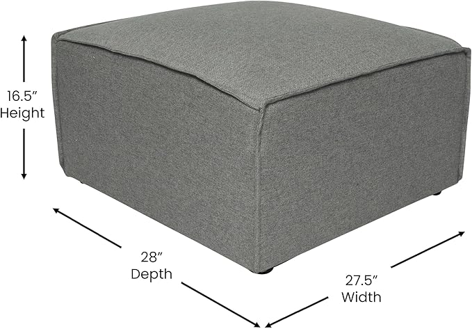 EMMA + OLIVER Farmount Modular Ottoman for Sectional Sofa Modular Footrest Dark Gray