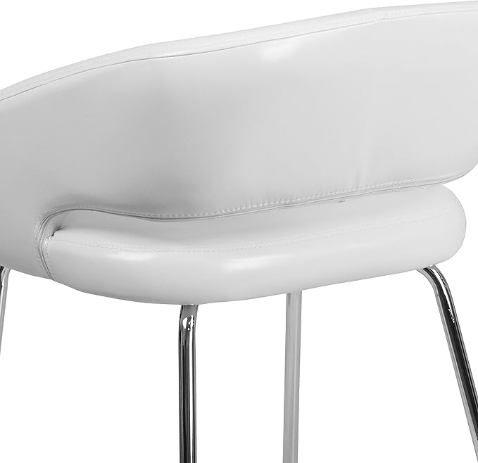 Flash Furniture Fusion Series LeatherSoft Upholstered Side Reception Chair Retro Padded Lounge Chair for Living Room or Office White