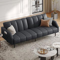 Faux Leather Sofa Bed 78“ Futon Sofa Bed Adjustable Futon Set Backrest Sleeper Sofa Couch Modern Decor Love Seat Couches Upholstered Couch for Living Room Bedroom Dark Gray