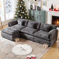 GNIXUU 112 Modular Cloud Couch Sofa Modern Chenille L Shaped Sectional Couches for Living Room Comfy Deep 4 Seater Sofa with Movable Ottoman &amp 2 Pillows(Gray)
