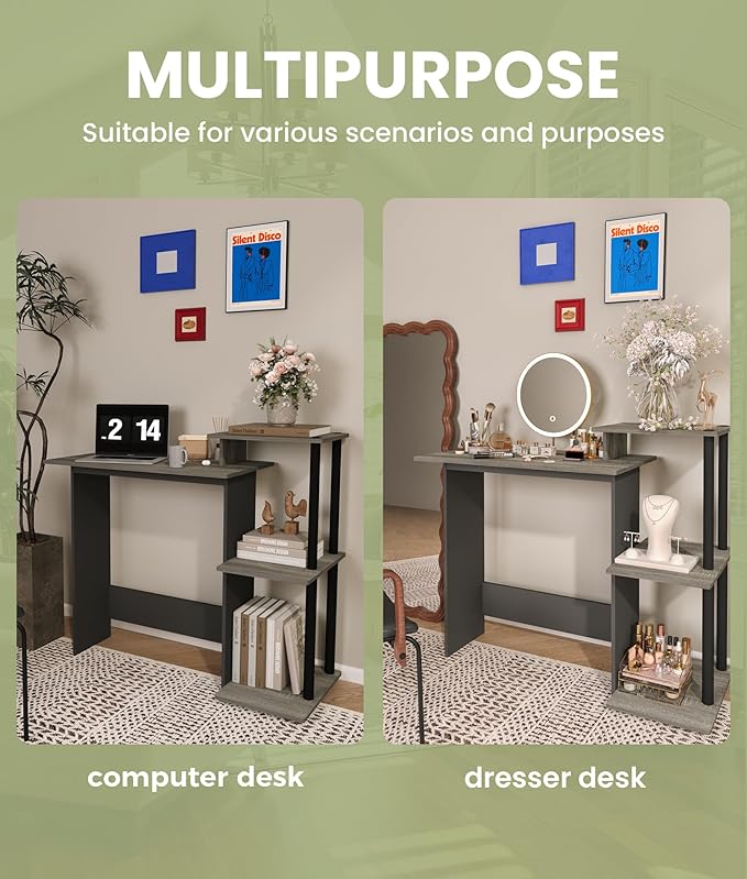 Working Desk with Printer Shelf Modern Computer Desk Rectangular Table for Bedroom Office Table
