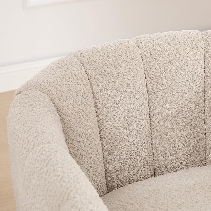 Swivel Accent ChairModern Barrel Chair with 360° RotationChenille Fabric UpholsteryFoam Cushion &amp Pocket Spring SeatSturdy Round BaseCozy Pumpkin Armchair for Living Room Bedroom OfficeWheat