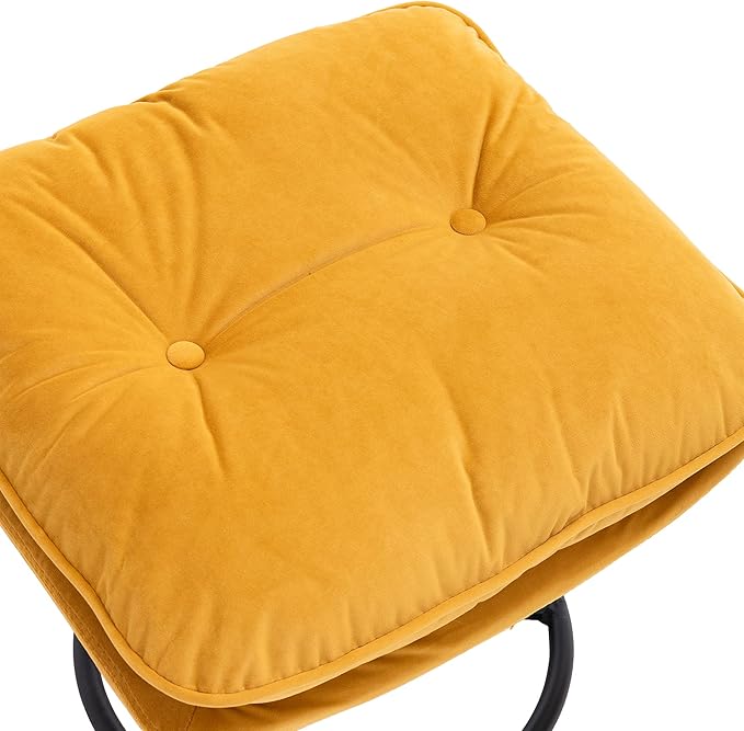 Accent Chair TV Chair Living Room Chair with Ottoman Modern Velvet Lounge Chair with Comfy Armchair with Metal Legs Swivel Leisure Chair for ClubHome OfficeMetal Base Frame (Yellow)
