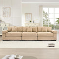 KEIKI 130 Oversized Corduroy Modular Cloud Sectional Sofa with High-Density Foam Cushions Extra-Thick Armrest Upholstered Modern 3-Seater Fluffy Corner Couch with 9 Pillow for Living Room Camel