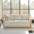 HULALA HOME 81 Farmhouse Couch with Stripe Pattern 3 Seater Sofa with Solid Wood Legs and Rolled Wide Armrests Comfy Upholstered Sofa with Nailhead Trims FSC Certified Stripe