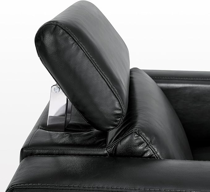 MCombo Zero Wall Recliner Chair Wall Hugger Power Recliner Chair with Adjustable Headrest High Wood Leg USB &amp Type C Dual Charge Ports for Living Room Small Spaces HL128 (Faux Leather Black