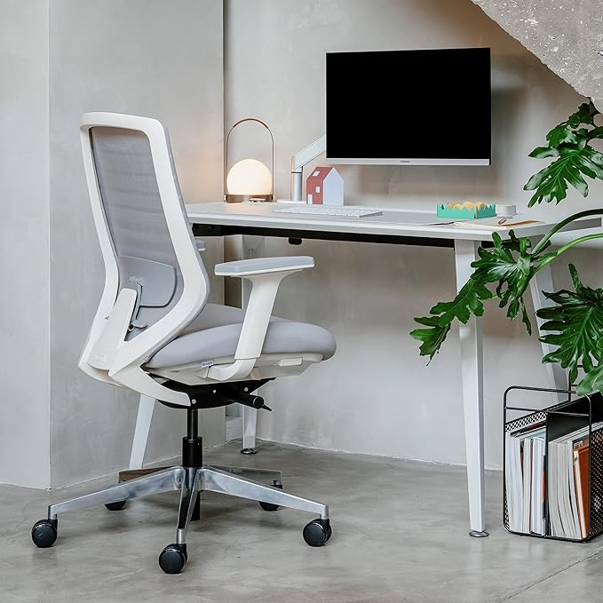 Branch Office Desk - Modern Home Office Desk - Efficient Cable Management and Fast Assembly - Compact Workstation for Home or Apartment - 48” Fog Top - Mirror Base