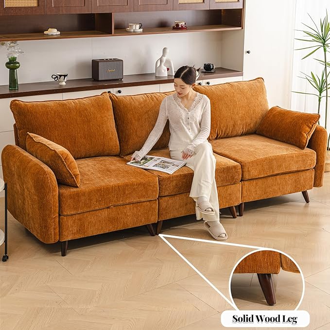 104'' Modular Sectional Sofa with All Seats StorageOversized 3-Seater Comfy Cloud Couches with 7.8'' Thick Cushion24.5'' Deep SeatBig Couch for Living RoomBedroomVeletYellow