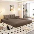 Polibi 78.7 Foldable Sofa Bed 3-in-1 Convertible Floor Couch Sleeper with Removable Teddy Fabric Cover &amp 4 Pillows – Multi-Functional Foam-Filled Sleeper for Living RoomNo Assembly Required (Br