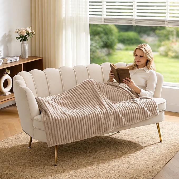 Mlmh &amp Kngwa 59 Small Chenille Loveseat Sofa 2 Seater Couch Settee with Gold Metal Legs Comfy Upholstered Floral Mini Sofa for Bedroom Living Room Apartment Beige