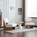Accent Chairs Set of 2 Mid-Century Modern Chair with Polyester Upholstery Wood Base With Walnut Finish Minimalist and Stylish Accent Seating for Living Room Bedroom Balcony (Beige+Natural)