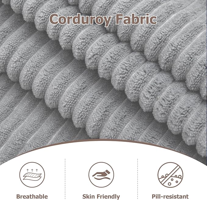82 Oversized Loveseat Pull Out Sofa 2 in1 Convertible Loveseat Sofa with Pillows Corduroy Folding Couch Bed with Deep Seat Boneless Couch for Small Room No Assembly Required Light Grey