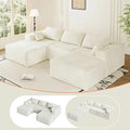 110 Boneless Couches for Living Room Cloud Couch Modular Sectional Sofa with Deep Seat Plush Large Foam SofaU-Shape Sofa CouchNo Assembly Required White (Plush Corduroy Fabric)