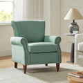 HULALA HOME Accent Chair with Wood Legs &amp Removable Cushion Modern Wingback Armchair with Nailhead Trim Comfy Upholstered Lounge Chair Single Sofa Chairs for Living Room Bedroom Sage