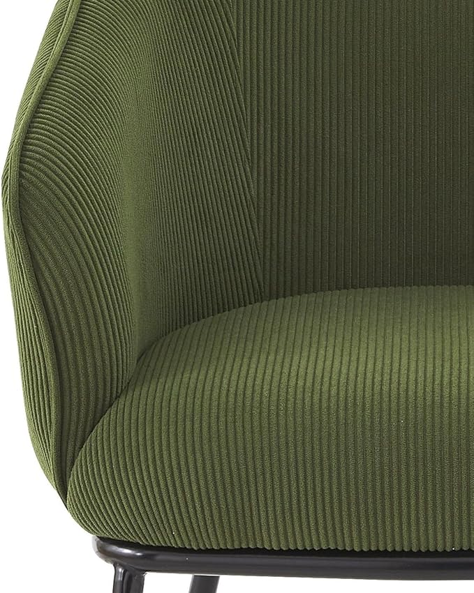 Modern Corduroy Accent Chair with Channel Back Design Black Metal Legs and Soft Upholstery Comfortable Seating for Living Room Bedroom or Office Greenish Blue