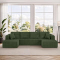 Comfortable Compression U-Shaped Modular Combination Sofa Compression Combination Modern Minimalist Corduroy Sofa Suitable for Living Room and Bedroom (Green)