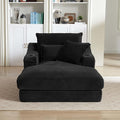 67.7 Oversized Chaise Lounge Chair Indoor Modern Corduroy Single Sleeper Couch Chair with 3 Soft Pillows＆Cup Holder Boneless Cloud Couch Single Seat Sofa for Living Room Bedroom (Black)