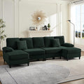 PUREMIND Sectional Couches for Living Room U Shaped Sectional Sofa with Double Chaise Lounge and Sleepable Armrests Corduroy 4 Seater Sectional Sofa Living Room Furniture