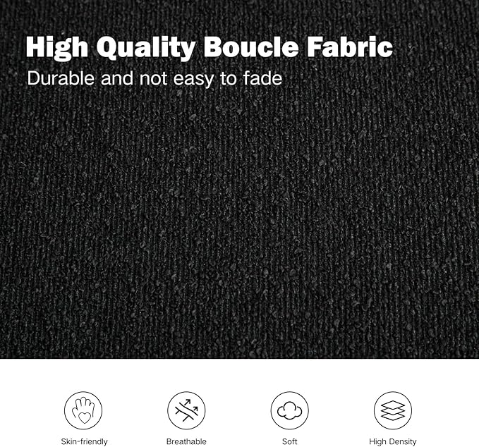 Chifee &amp Vingol 66 End of Bed Bench King Size Upholstered Boucle Bench for Bedroom Entryway Black