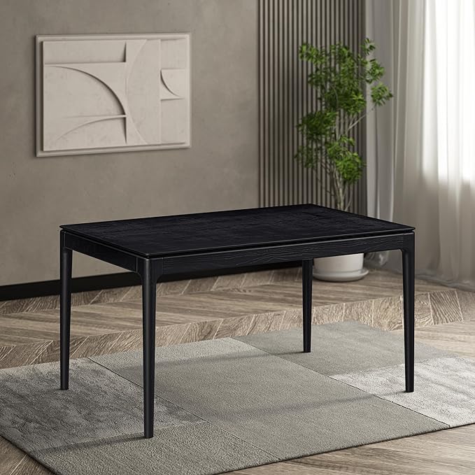 NTC Mingle 55 Inch Modern Design Rectangular Dinner Table for Dining Room Living Room Furniture Effortless Assembly Burnt Black