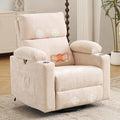 Rocking Chair Nursery with Adjustable Armrests Electric Glider Recliner Nursing Chair for Breastfeeding Power Swivel Recliner Chairs with Massage and Heat Adjustable Headrest  FSC Certified Beige