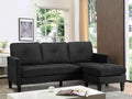 Convertible Sectional Sofa Couch with Chaise Black L Shaped Couch Sofa Set with Reversible Ottoman Modern Small Sectional Couches for Living RoomApartmentSmall Spaces (Black)