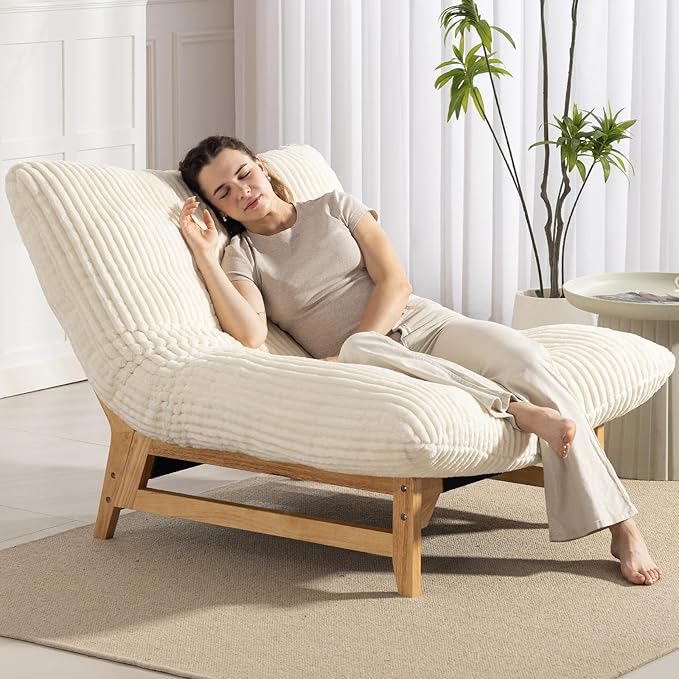 Living Room Chairs Comfy Accent Reading Chair Giant Bean Bag Cloud Chair with Frame for Adults Oversized Beanbag Lounge Sofa for Bedroom (White)