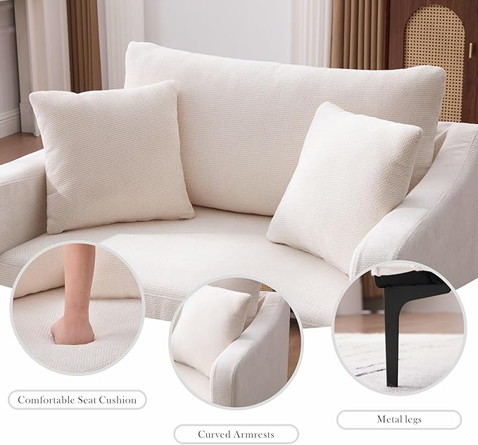 Aoiy &amp Wifon 43.9'' W Oversized Accent Chair Upholstered Mid-Century Reading Chair Comfy Oversized Armchair for Living Room &amp Bedroom Chenille Beige