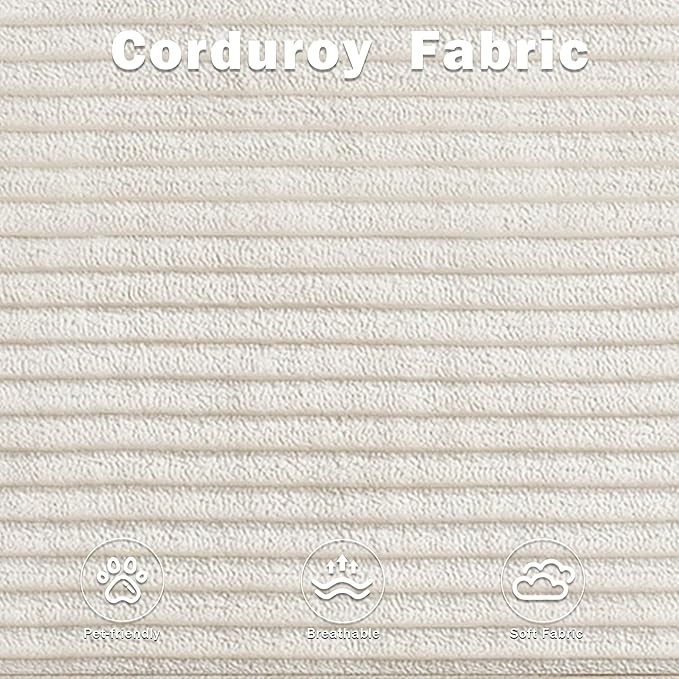75'' Corduroy Foldable Full Size Boneless Couch Bed 2-in-1 Convertible Sleeper Compression Loveseat Sofa with Pillow No Assembly Memory Foam Floor Folding Couch for Living Room (Beige) | 2-in-1 Pi