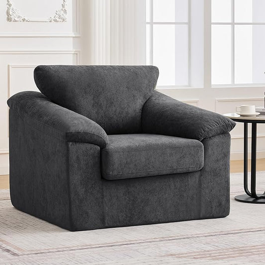 Boneless Single Sofa Chair Modern Cloud Accent Chair Comfy Deep Seat Couch for Living Room Bedroom Apartment Small Space No Assembly Dark Gray