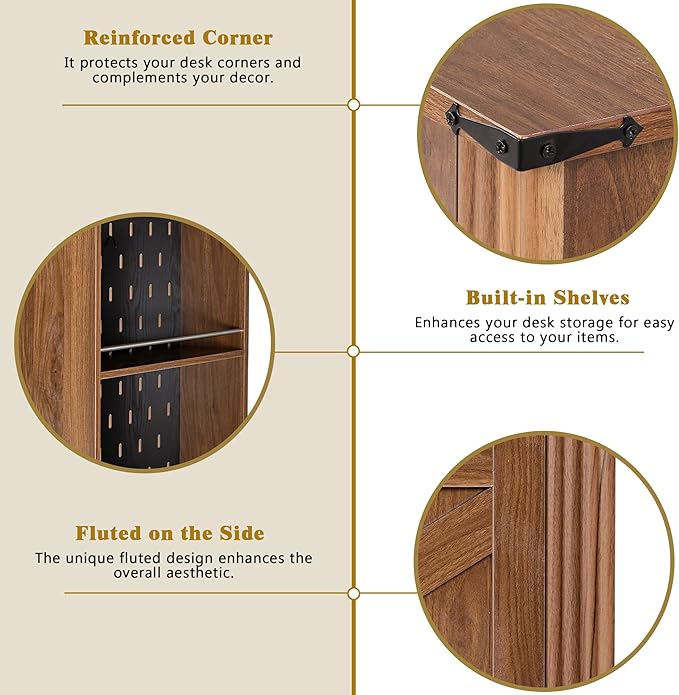 RiteSune 55 Farmhouse Computer Desk with Power Outlets Removable Monitor Stand with Drawers Keyboard Tray &amp Storage Cabinet Home Office Writing Desk with Pegboard Organizer