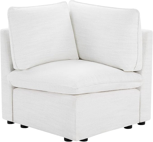 CHITA Modern Down Filled Upholstered Middle Corner Sectional for Modular Couch Cream