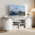 GAOMON 70 Farmhouse TV Stand for 80/75/70 Inch TVsEntertainment Center Storage Cabinets w/Power Outlets and Sliding Barn DoorRustic TV Stands for Living RoomMedia Console Cabinet (White+Wood)
