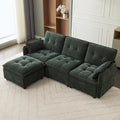 98'' Modular Sectional Sofa Comfty Cloud Couch L Shape with Movable Ottoman 4-Seat Chenille Deep Seat Sofa with Throw Pillow Sectional Couches for Living Room Office(Green 3-seat)