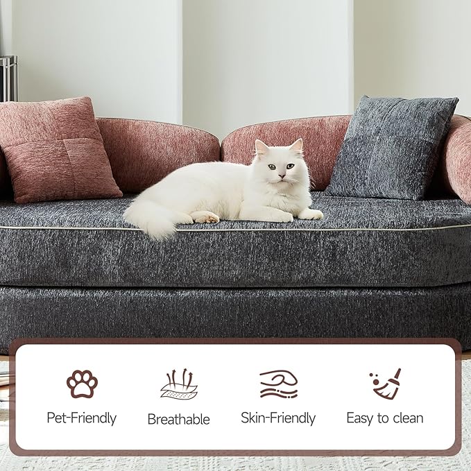 Convertible Sofa Bed with Fixed-Shape Frame 4-in-1 Combination Folding Pull Out Couch Futon Couch in a Box Modular Floor Sleeper Sofa Bed for Living Room Bedroom (2 Pillows PinkGrey)