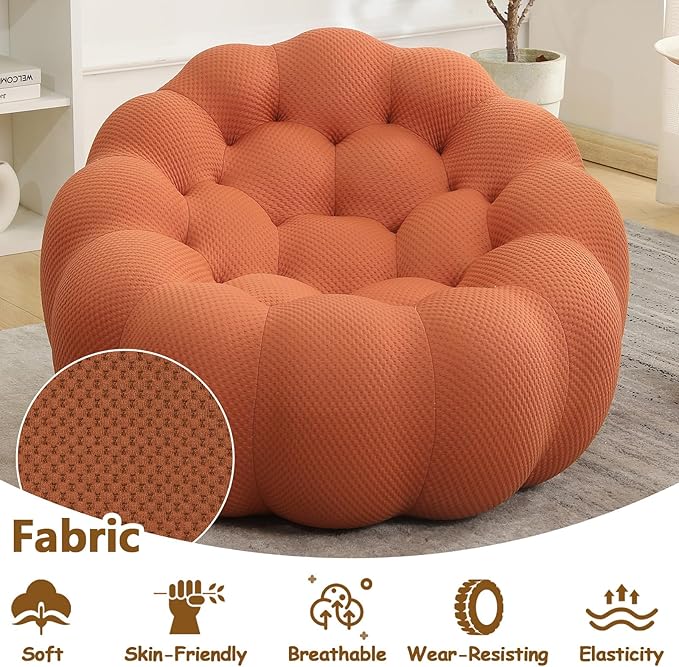 Bean Bag Chairs for Adults/Teens Reading Corner Chair Orange Beanbag Chair for Bedroom Living Room Small Comfy Chairs for Living Room Small Space No Assembly Required (Orange)