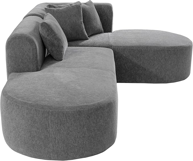 Mirod Stylish Corner Sofa for Living RoomVersatile Design for Relaxation and ConversationCurved Seat with Wide StitchingPerfect for Living Room Bedroom and Office (Grey#039)