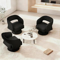 ClinQ Swivel Barrel Accent Chair Oversized Teddy Upholstered Round Swivel Chairs Set of 3 Modern Luxury 360° Living Room Vanity Chair for Bedroom Office&ampLiving Room Black