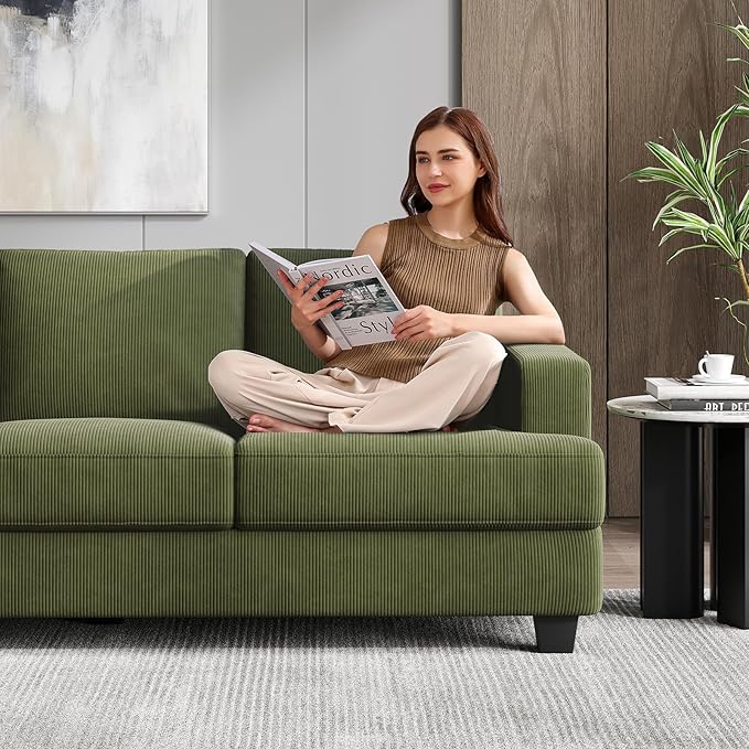 Fadware Sofa Couch 3 Seater Sofa with Suppleness Armrests Fabric Deep Seat Sofa with Upholstered Cushion&amp Backrests Modern Comfy Couch for Living Room Apartment