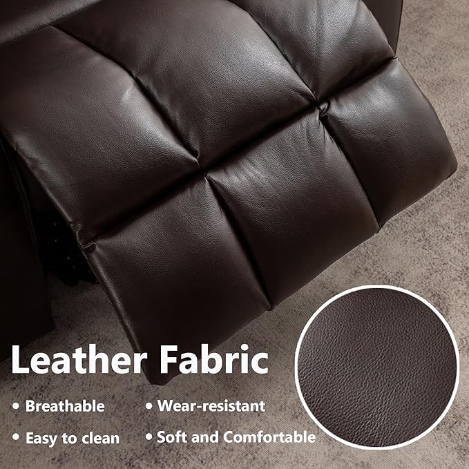 Oversized Power Lift Recliner Chair for Adult Elderly Dual Motor Lay Flat Electric Recliner with Massage &amp Heat 25.5 Wide Seat Big Tall Recliners for Living Room PU Brown