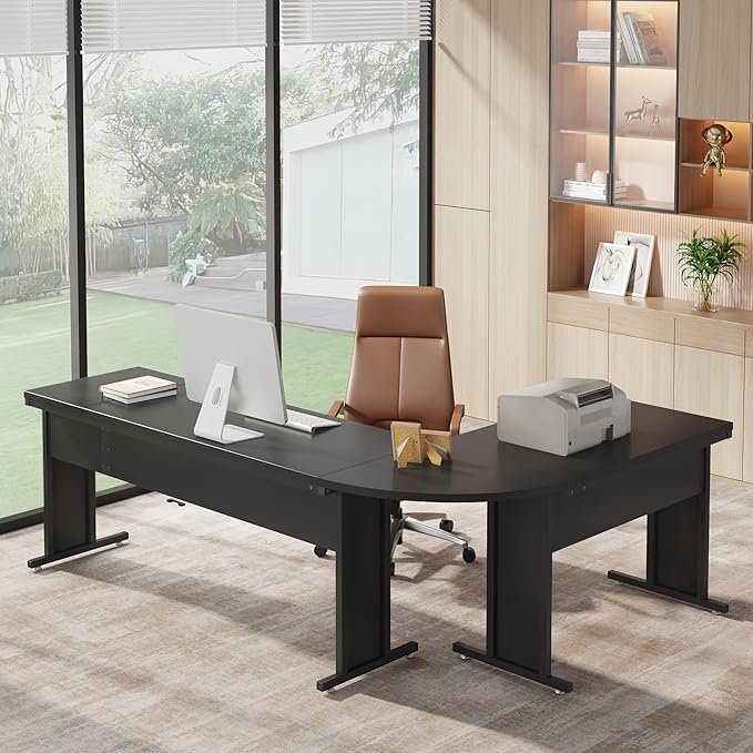 Tribesigns 83-Inch Large L Shaped Desk Reversible Executive Office Desk Modern Corner Computer Table Business Workstation for Home Office Black